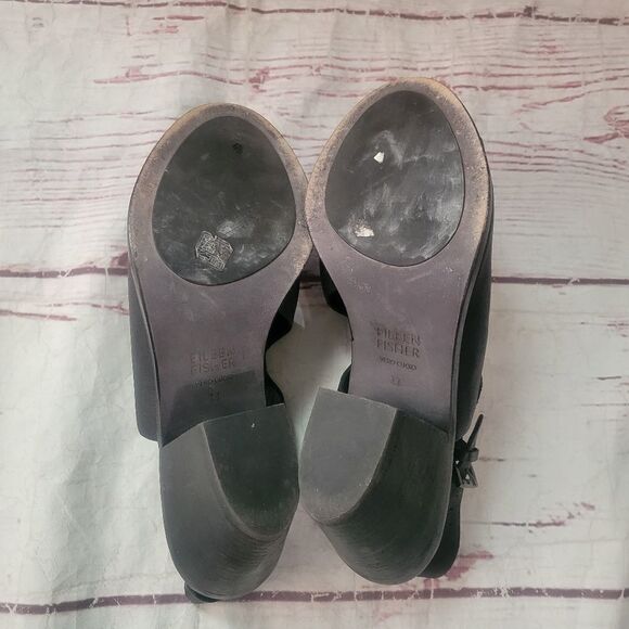 Eileen Fisher Glance Leather Open Toe Heels Size 11 - Picture 6 of 7
